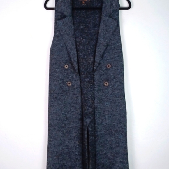 ♥️Bundle Only♥️LOVE TREE DARK GRAY DOUBLE BREASTED CARDIGAN SWEATER DUSTER SZ M - Picture 11 of 13